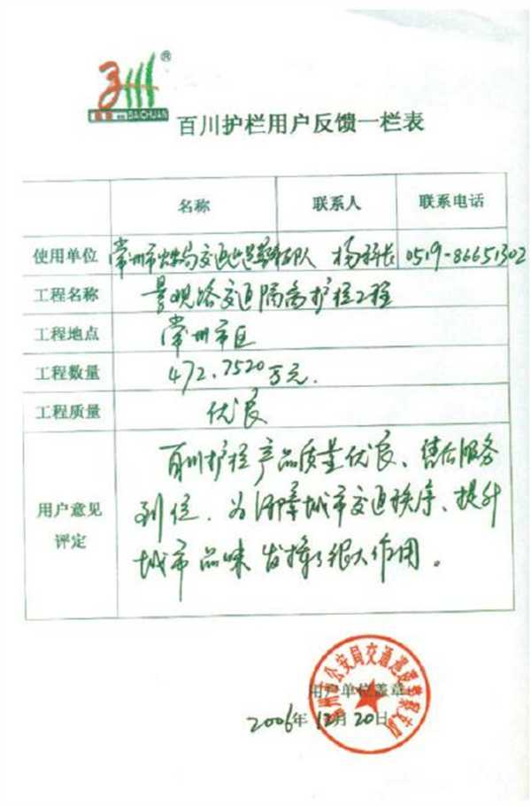 常州反饋報告